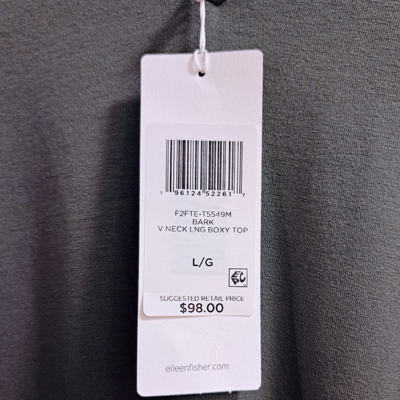 Eileen Fisher V-Neck Fine Jersey Gray Long Tunic Size Large - Picture 9 of 10